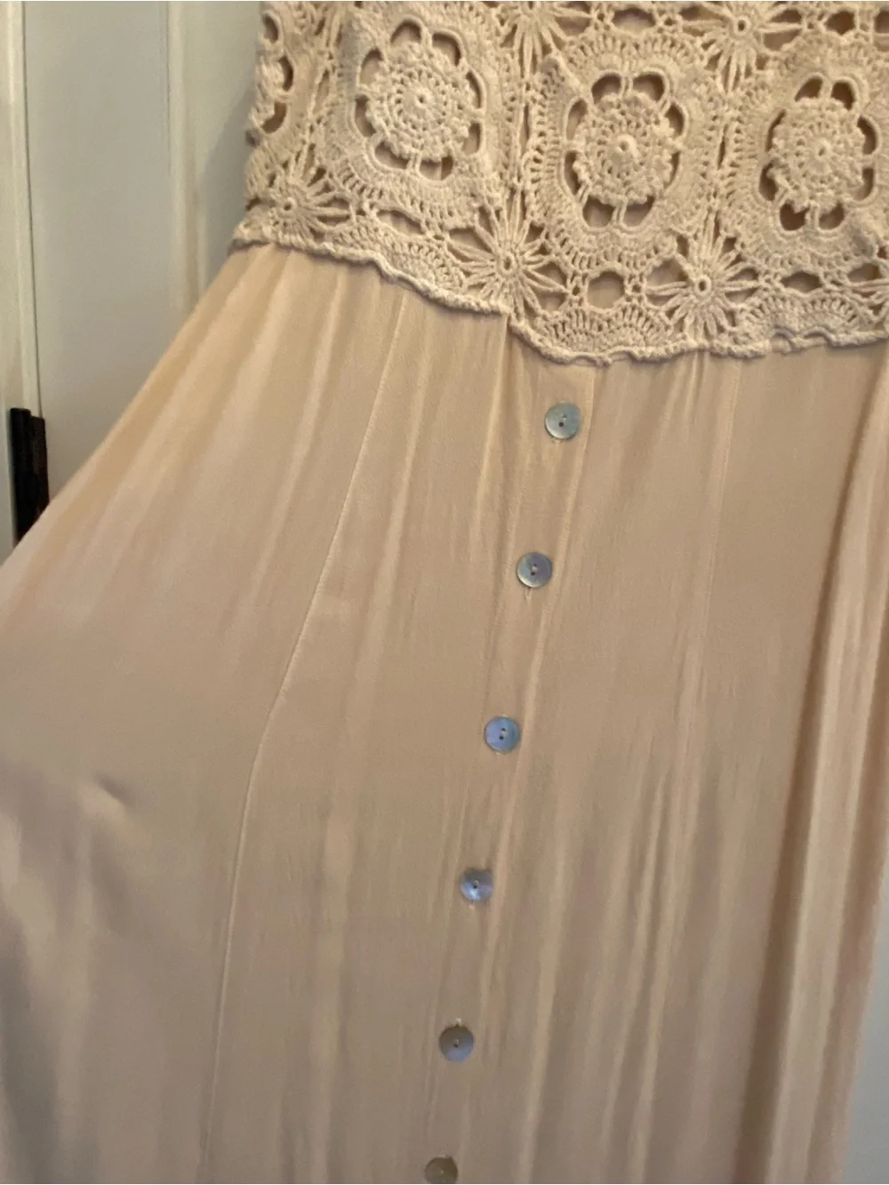 Crochet Bodice Maxi Dress in Cream